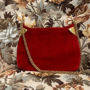 Vintage Gucci suede purse with gold chain and accents